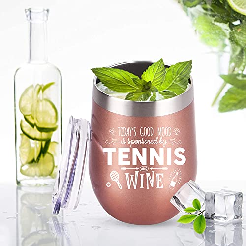 Tennis Gifts, Tennis Gifts Women/Men, Tennis Gift Unique, Gifts for A Tennis Lover, Tennis Gifts for Girls, Tennis Gifts for Women Funny, Funny Tennis Player Themed Wine Tumbler Gifts 12oz