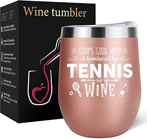 Tennis Gifts, Tennis Gifts Women/Men, Tennis Gift Unique, Gifts for A Tennis Lover, Tennis Gifts for Girls, Tennis Gifts for Women Funny, Funny Tennis Player Themed Wine Tumbler Gifts 12oz