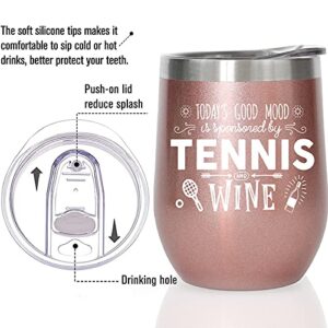 Tennis Gifts, Tennis Gifts Women/Men, Tennis Gift Unique, Gifts for A Tennis Lover, Tennis Gifts for Girls, Tennis Gifts for Women Funny, Funny Tennis Player Themed Wine Tumbler Gifts 12oz