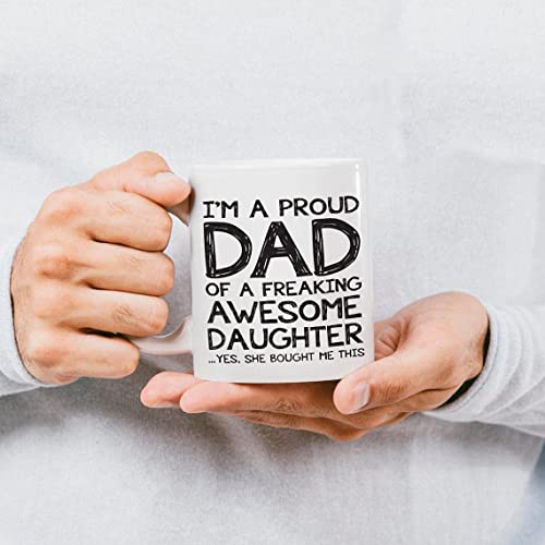 Generic Funny Coffee Mug Best and Cool Proud Dad Of A Awesome Daughter Gifts for Dad from Daughter son for Father's Day Birthday Christmas New Year Present Idea for Men, Him Funny Novelty Tea Cup