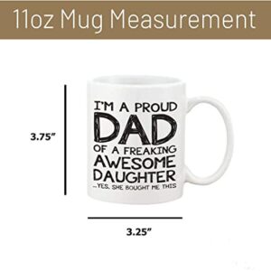 Generic Funny Coffee Mug Best and Cool Proud Dad Of A Awesome Daughter Gifts for Dad from Daughter son for Father's Day Birthday Christmas New Year Present Idea for Men, Him Funny Novelty Tea Cup
