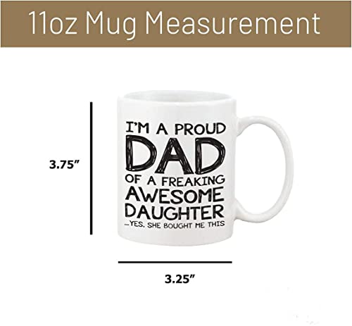 Generic Funny Coffee Mug Best and Cool Proud Dad Of A Awesome Daughter Gifts for Dad from Daughter son for Father's Day Birthday Christmas New Year Present Idea for Men, Him Funny Novelty Tea Cup