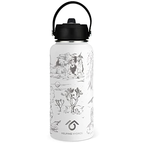 Helping Hydros National Parks Water Bottle | 32 oz Engraved Stainless Steel Vaccuum Sealed