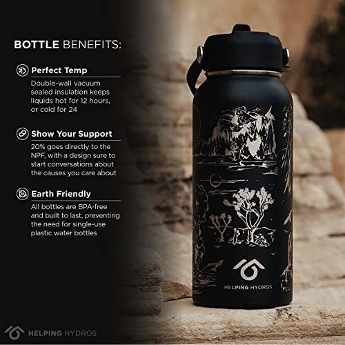 Helping Hydros National Parks Water Bottle | 32 oz Engraved Stainless Steel Vaccuum Sealed