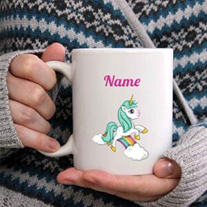 Bouncing Brick Designs Personalized Name Coffee Mug - Unicorn (15 Ounces)