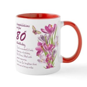 cafepress 80th birthday crocus gift mug mugs ceramic coffee mug, tea cup 11 oz