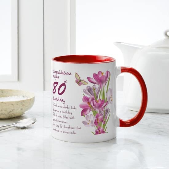 CafePress 80Th Birthday Crocus Gift Mug Mugs Ceramic Coffee Mug, Tea Cup 11 oz