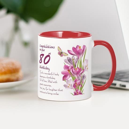 CafePress 80Th Birthday Crocus Gift Mug Mugs Ceramic Coffee Mug, Tea Cup 11 oz