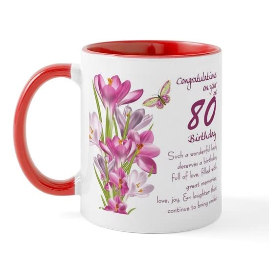 CafePress 80Th Birthday Crocus Gift Mug Mugs Ceramic Coffee Mug, Tea Cup 11 oz