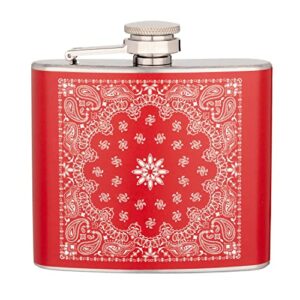 red bandana 5 oz. stainless steel flask