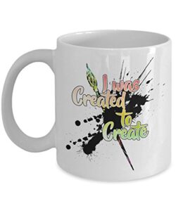 i was created to create black paint splatter with brush graphic design coffee & tea gift mug, birthday party gifts & accessories for artists, junior artist, painter and men & women art teacher