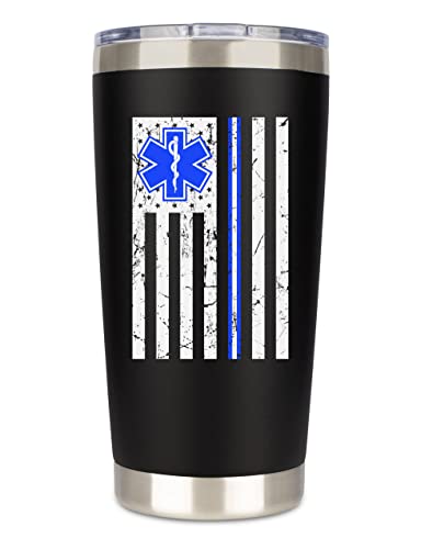 EMT Gifts Paramedic Mug | 20 Ounce Stainless Steel Travel Tumbler Cup w Lid and Straws | for Men Women Nurse EMS Ambulance Stuff