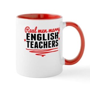 cafepress real men marry english teachers mugs ceramic coffee mug, tea cup 11 oz