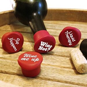 5 Funny Wine Stoppers - Perfect as Wine Accessories or Wine Gifts for Women - Set of 5 Funny Silicone Wine Bottle Stopper. A Great Christmas Gifts For Women Or Men. Better Than Wine Corks.