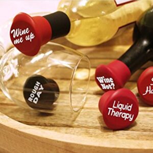 5 Funny Wine Stoppers - Perfect as Wine Accessories or Wine Gifts for Women - Set of 5 Funny Silicone Wine Bottle Stopper. A Great Christmas Gifts For Women Or Men. Better Than Wine Corks.