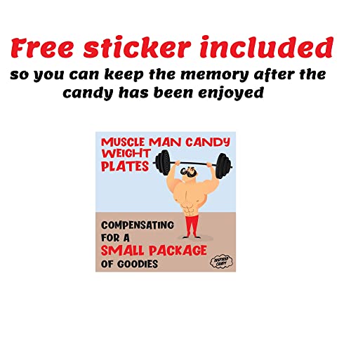 Funny Gifts for Friends- Muscle Man Candy Weight Plates By Inspired Candy- Assorted Jelly Disks Candy, 5.5oz Pk, Fun Gifts for Men Brother Coworker, Gag Gifts, Unique Gifts for Men Dad Best Friend, Dad Birthday Gift, Gifts for Men