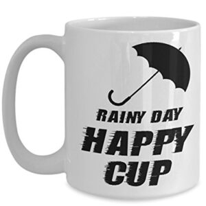 Rainy Mug - Rainy Day Happy Cup - Large Rainy Coffee Cup - Birthday Anniversary Christmas Gift Stocking Stuffer- Rainy Lover Husband Wife Boyfriend Girlfriend Friend Co-worker Men Women