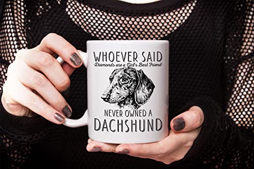 Whoever Said Diamonds Are A Girl's Best Friend Never Owned A Dachshund, Dachshund Mom Dad, Paw Pet Lovers Dog Trainer Cup, Coffee Dog Mug, Mothers Day, Fathers Day, Christmas Birthday Gifts