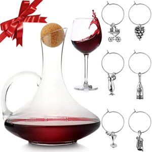 Red Wine Decanter Set 750 mL Large Glass Vase Wine Gifts, Beside Carafe A Wine Bar Cart Accessories & Wine Accessories, Wine Holder Glass Carafe Copas De Vino De Cristal Elegante Wine Dispenser Pourer