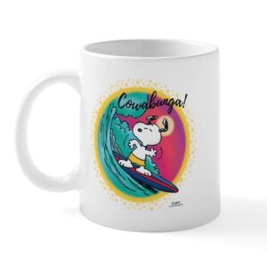 cafepress snoopy cowabunga! mugs ceramic coffee mug, tea cup 11 oz