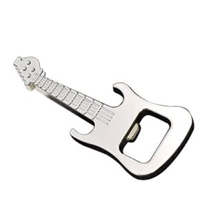 Meideli Creative Beer Opener Keychain,Portable Alloy Guitar Beer Bottle Opener Key Chain Gift Key Ring Bar Tool Silver