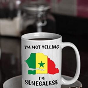 Funny Senegal Pride Coffee Mugs, I'm Not Yelling I'm Senegalese Mug, Gift Idea for Senegalese Men and Women Featuring the Country Map and Flag, Proud Patriot Souvenirs and Gifts