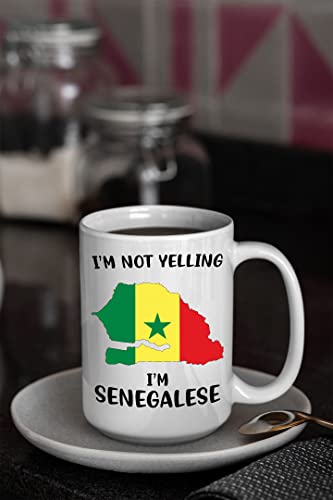 Funny Senegal Pride Coffee Mugs, I'm Not Yelling I'm Senegalese Mug, Gift Idea for Senegalese Men and Women Featuring the Country Map and Flag, Proud Patriot Souvenirs and Gifts