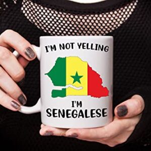 Funny Senegal Pride Coffee Mugs, I'm Not Yelling I'm Senegalese Mug, Gift Idea for Senegalese Men and Women Featuring the Country Map and Flag, Proud Patriot Souvenirs and Gifts