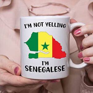 Funny Senegal Pride Coffee Mugs, I'm Not Yelling I'm Senegalese Mug, Gift Idea for Senegalese Men and Women Featuring the Country Map and Flag, Proud Patriot Souvenirs and Gifts