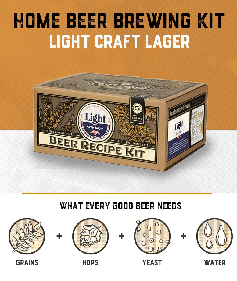 Craft a Brew - Beer Recipe Kit - Light Lager - Home Brewing Ingredient Refill - Beer Making Supplies - Includes Hops, Yeast, Malts, Extracts - 5 Gallons