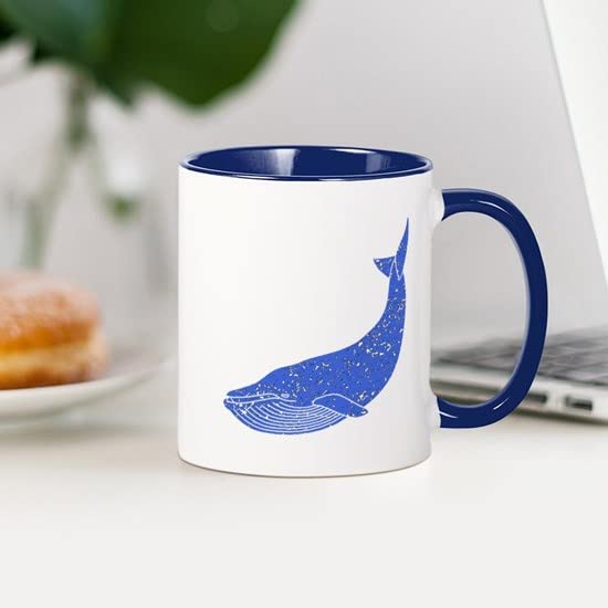 CafePress Distressed Blue Blue Whale Mugs Ceramic Coffee Mug, Tea Cup 11 oz