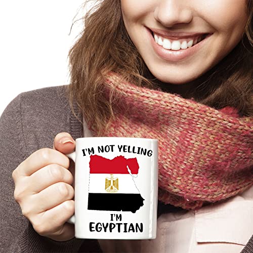 Funny Egypt Pride Coffee Mugs, I'm Not Yelling I'm Egyptian Mug, Gift Idea for Egyptian Men and Women Featuring the Country Map and Flag, Proud Patriot Souvenirs and Gifts