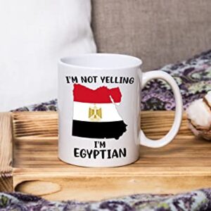Funny Egypt Pride Coffee Mugs, I'm Not Yelling I'm Egyptian Mug, Gift Idea for Egyptian Men and Women Featuring the Country Map and Flag, Proud Patriot Souvenirs and Gifts