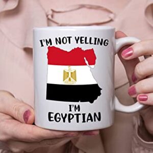 Funny Egypt Pride Coffee Mugs, I'm Not Yelling I'm Egyptian Mug, Gift Idea for Egyptian Men and Women Featuring the Country Map and Flag, Proud Patriot Souvenirs and Gifts