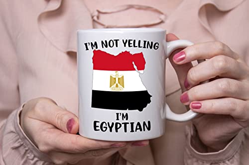 Funny Egypt Pride Coffee Mugs, I'm Not Yelling I'm Egyptian Mug, Gift Idea for Egyptian Men and Women Featuring the Country Map and Flag, Proud Patriot Souvenirs and Gifts
