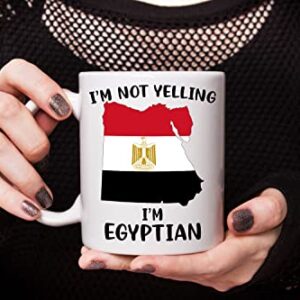 Funny Egypt Pride Coffee Mugs, I'm Not Yelling I'm Egyptian Mug, Gift Idea for Egyptian Men and Women Featuring the Country Map and Flag, Proud Patriot Souvenirs and Gifts