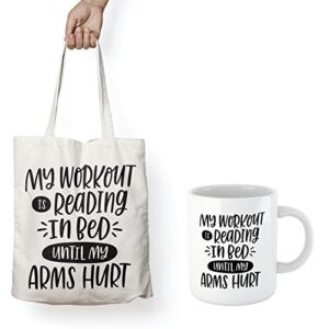 HAPPINESS IS A CUP OF COFFEE & A GOOD BOOK - Canvas Tote Bag Ideal Book Gift! Readers Gift for your favorite bookworm man or woman. Fun literary gifts for friends that love book related quotes!