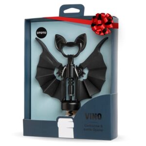 ototo vino spooky bat wine opener – 2-in-1 wine & beer opener, corkscrew & bottle opener – wine accessories & gifts for wine lovers