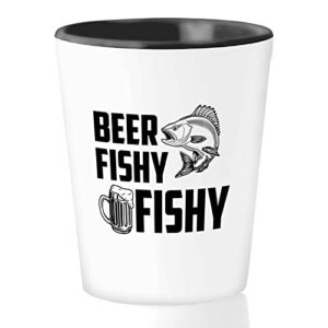 fisher shot glass 1.5oz – beer fishy fishy – fisherman funny witty fish river fishing lures flounder net alcoholic lover