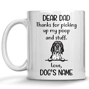 personalized english pointer coffee mug, custom dog name, customized gifts for dog dad, father’s day, birthday halloween xmas thanksgiving gift for dog lovers mugs