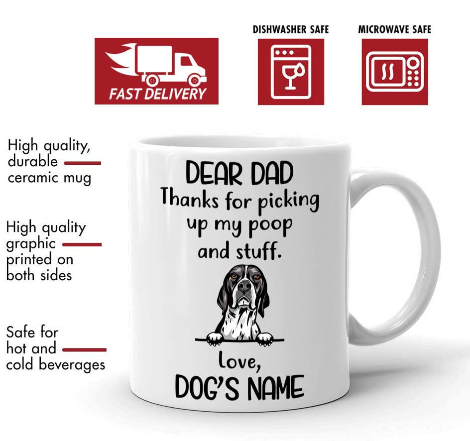 Personalized English Pointer Coffee Mug, Custom Dog Name, Customized Gifts For Dog Dad, Father's Day, Birthday Halloween Xmas Thanksgiving Gift For Dog Lovers Mugs