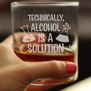 Alcohol Is A Solution - Whiskey Rocks Glass - Funny Science Teacher Gifts for Women & Men - Fun Drinking Decor - 10.25 Oz