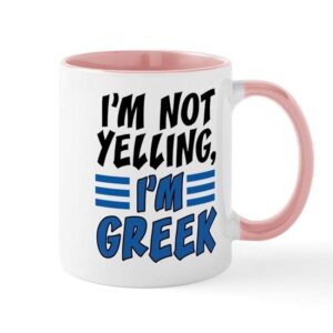 cafepress i’m not yelling i’m greek mugs ceramic coffee mug, tea cup 11 oz