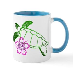 cafepress sea turtle w/hibiscus mug ceramic coffee mug, tea cup 11 oz