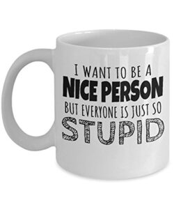 i want to be a nice person coffee & tea gift mug, funny office gifts and novelty mugs for adult men & women (11oz)