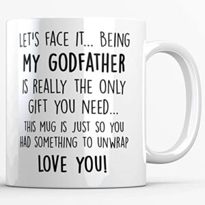 cae design co funny godfather mug – being my godfather is really the only gift you need – from goddaughter godson godchild – 11oz – white