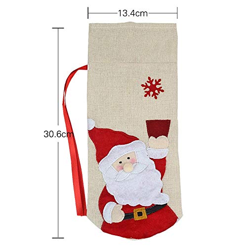 HOBBMS New Christmas Wine Bottle Set Decorations Supplies Old Man Snowman Elk Red Wine Bag Household Items，Christmas Decoration Xmas Wine Bottle Set Fun Christmas Theme Cutlery Wine Bottle