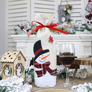 HOBBMS New Christmas Wine Bottle Set Decorations Supplies Old Man Snowman Elk Red Wine Bag Household Items，Christmas Decoration Xmas Wine Bottle Set Fun Christmas Theme Cutlery Wine Bottle