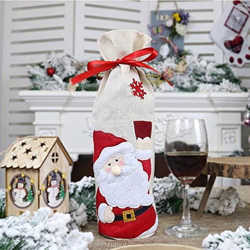 HOBBMS New Christmas Wine Bottle Set Decorations Supplies Old Man Snowman Elk Red Wine Bag Household Items，Christmas Decoration Xmas Wine Bottle Set Fun Christmas Theme Cutlery Wine Bottle