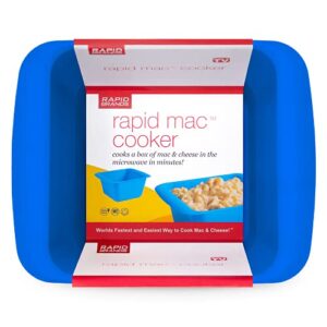 rapid mac cooker | microwave macaroni & cheese in 5 minutes | perfect for dorm, small kitchen or office | dishwasher safe, microwaveable, bpa-free | blue